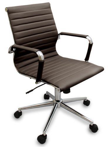 The &#034;Gianni&#034; Modern Ribbed Low Back Chair w/ Tilt and Chrome Base (Coffee)