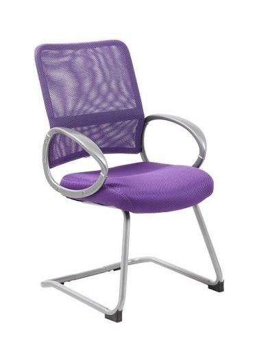 B6419 BOSS PURPLE MESH BACK WITH PEWTER FINISH OFFICE GUEST CHAIR