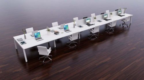 NEW CALL CENTRE BENCH DESKS IN WHITE -  65 AVAILABLE