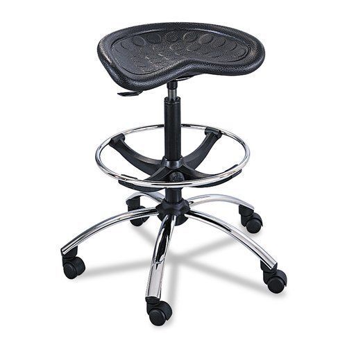 Safco saf6660bl sit-star stool with footring &amp; caster 27”-36&#034;h seat black/chrome for sale
