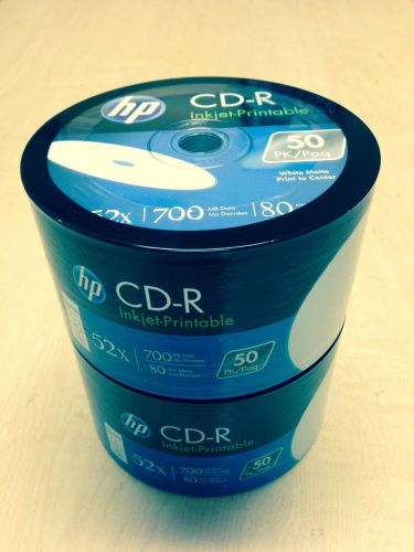100 HP CD-R CDR 52x Blank Recordable Disc 80Min 700MB Hub Printable Plastic Wrap