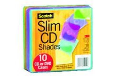 3M Scotch Durable Slimline CD Cases Assorted Colors 10 Pack