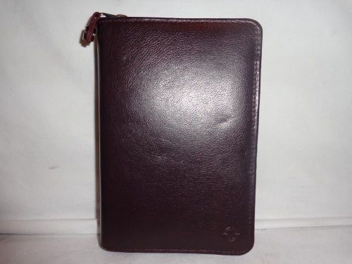 FRANKLIN COVEY USA MADE BURGUNDY TOP GRAIN LEATHER ZIPPER CLOSE POCKET PLANNER