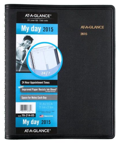 AT-A-GLANCE 24 Hour Daily Appointment Book 8-1/2 x 11 Black 2015