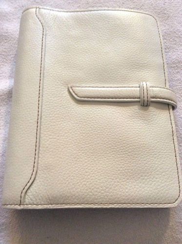 Franklin Covey Pebbled Leather Binder Organizer in Ivory *NWOT*