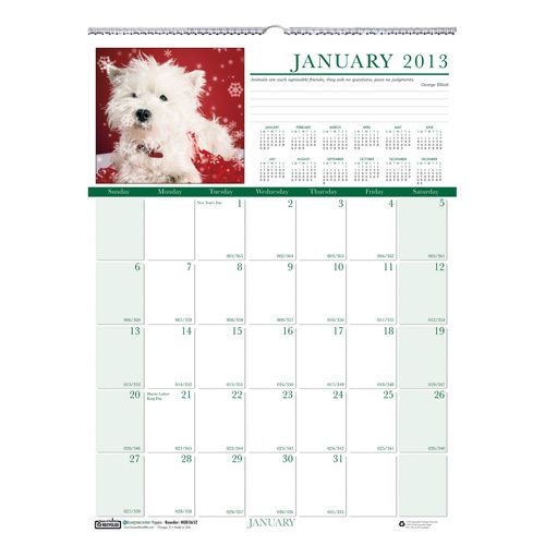 House of doolittle puppies wall calendar, monthly, 12 x 16-1/2. sold as each for sale