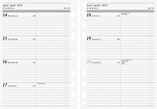 RIDO IDE Kalendereinlage 2015 DIN A5 2 Seiten = 1 Woche Timer-Einlage 7069915-15