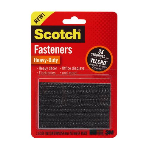 Scotch Heavy-Duty Fasteners, 2 Sets of Strips, Black