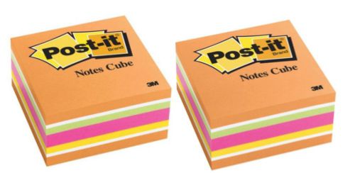 Total TWO packs! Post-it 3&#034; x 3&#034; Note Cube Ribbon Candy Stripe Colors