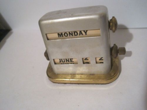 Vintage Bank Table Top/  Desk Month Day Date Calendar Silver