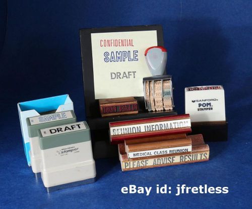 LOT Xstamper Rubber Stamp Sanford Vintage wood modern Draft Sample FREE SHIP