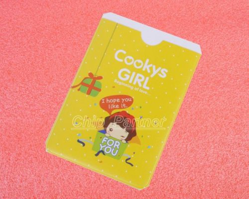 Cartoon girl gift bus ic id smart credit card skin cover holder bag yellow for sale
