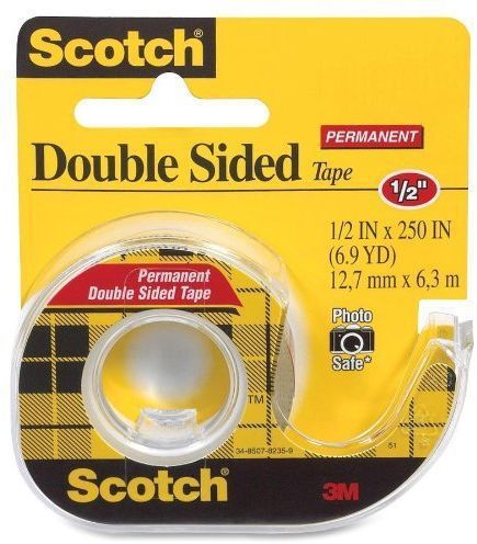 Double Sided Tape With Dispenser Permanent 1/2 X 250 Inches Clear Mmm136