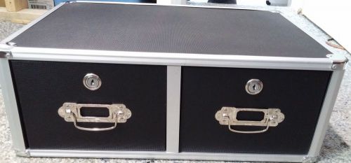 Vaultz locking 8 x 5 two-drawer index card box, 3000-card capacity, black for sale