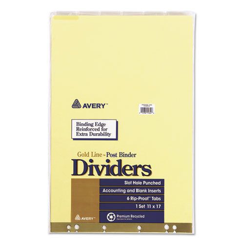 Post Binder Dividers, 6-Tab w/Inserts, 11 x 17, Clear, 6/Set