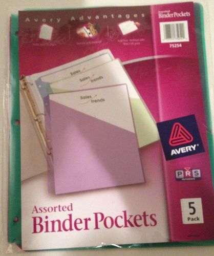 Avery small binder polypropylene pockets, assorted, 5/pk for sale