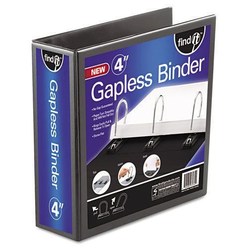 Gapless Loop Ring View Binder, 11 x 8-1/2, 4&#034; Capacity, Black