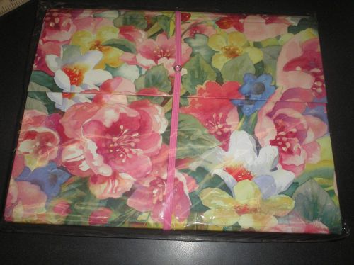 Punch studio expanding accordian 12 pocket file holder pink floral letter size for sale