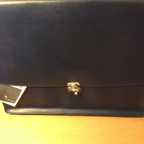 HERITAGE INNER OFFICE ENVELOPE / NEW / LINED INTERIOR / LEATHER LIKE / NAVY BLUE