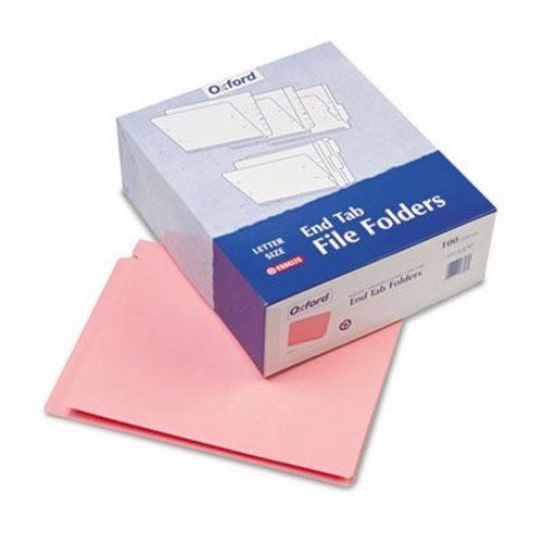 Pendaflex End Tab Folders, 2 Ply Tab, Letter, Pink,  100/Box (PFXH110DP)