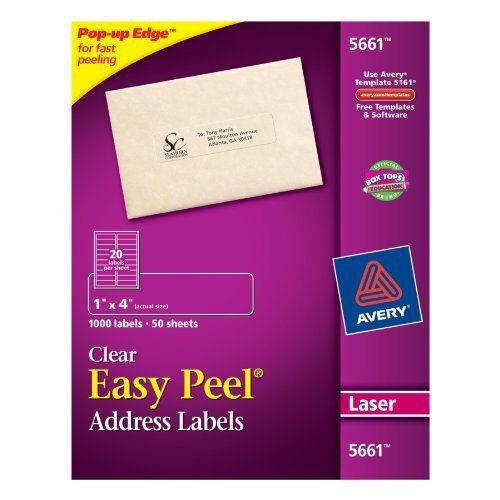 Avery easy peel mailing label - 1&#034; width x 4.12&#034; length - 1000 / box - (ave5661) for sale