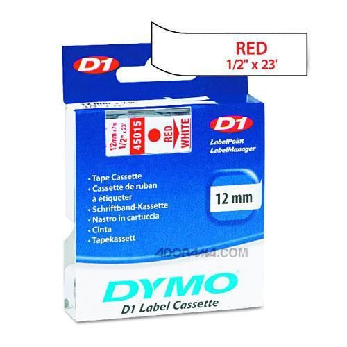 Dymo 45015 1/2in 23 Ft Red on Wht Tape for LabelMANAGER