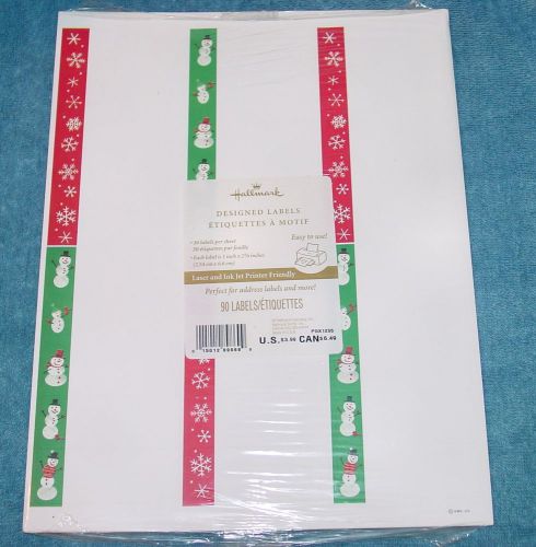 Hallmark Printer Friendly Labels 90 New Christmas Winter Snowman Snowflakes