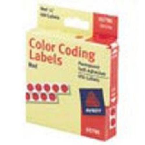 Avery Label Color Coding 1/4&#039;&#039; Round 450 Count Red