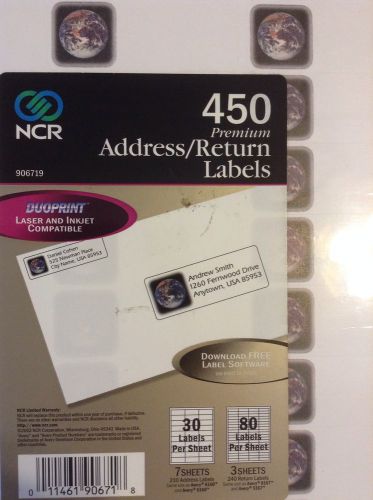 2 Packages-450 Address/Return Labels, Earth Art, NCR brand, Avery 5160/5167 size