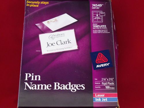 100 avery 74549 laser/inkjet pin name badge holder 2-1/4&#034; x 3-1/2&#034; cb7-oc for sale