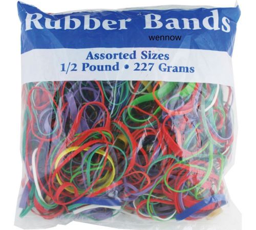 Assorted Dimensions 227g/0.5 lbs. Rubber Bands, Multi Color