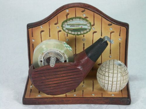 Golf ball &amp; club head design sticky tape dispenser, pen &amp; letter holder hld 2766 for sale
