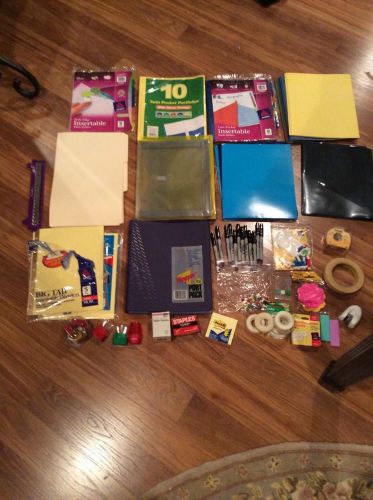 Huge lot office teacher desk supplies folders clamps sharpies post it notes tape for sale