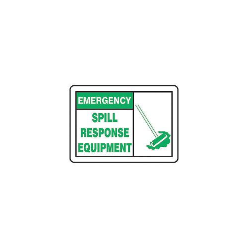 Emergency Sign, 10 x 14In, BK and GRN/WHT MCHL905VP