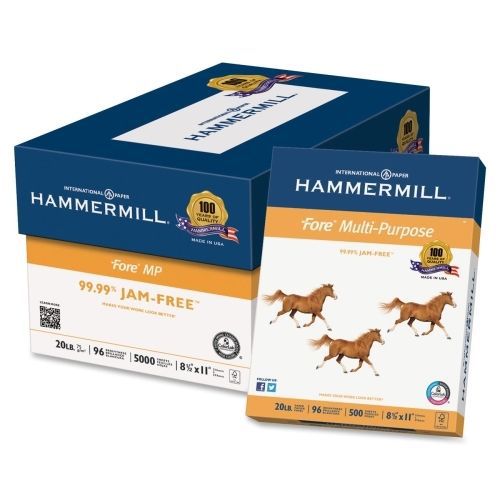 Hammermill Fore Multipurpose Paper - 8.5&#034;x11&#034; - 20lb -5000/Carton-White