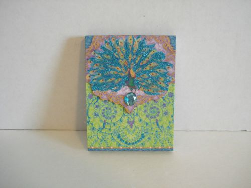 Punch Studio 75 Sheet Small Note Book Peacock Design &amp; Teal Rhinestone New