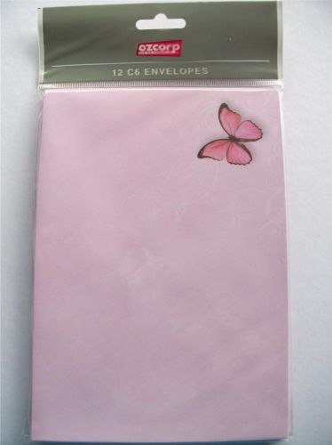 Coloured C6 Envelopes 12 Pink Butterfly for Writing Note Pad Invitations Notes