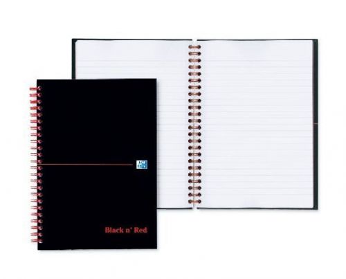 A6 Black n&#039; Red Wired Wirebound Professional Ruled Lined Notebook Hardback
