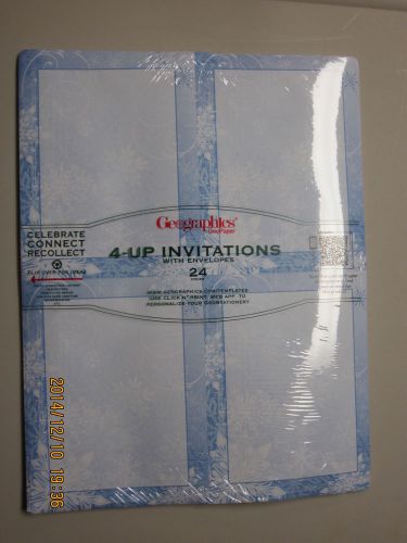 Geographics 4-Up Invitations w/ envelopes 24/pk Snowflake Printable Stationery