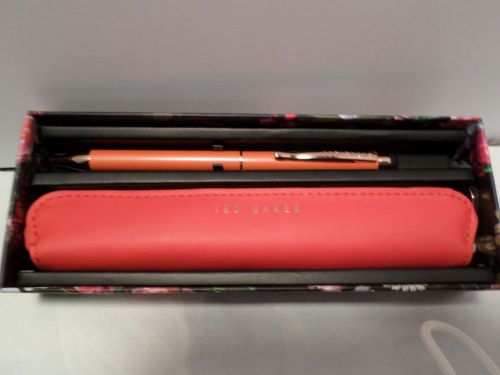 Wild &amp; Wolf Ballpoint Pen &amp; Touchscreen Stylus / Ted Baker/ Coral with Case /NEW