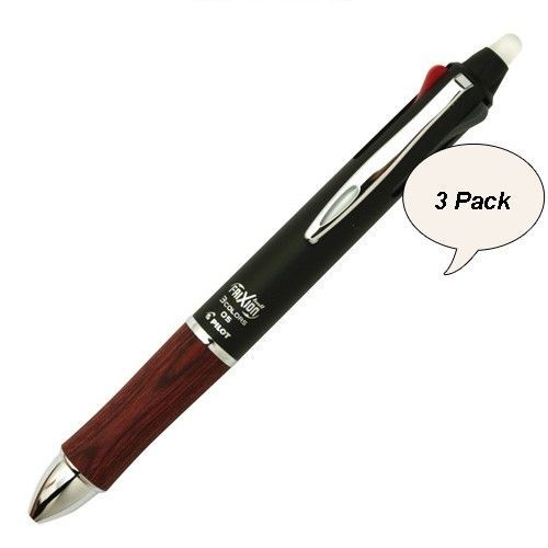 Pilot FriXion Ball 3 Wood Erasable Pen 0.5 mm LKFB-2SEF-DR Dark Red 3 Pack Set