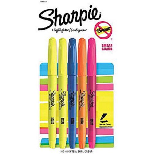 Sharpie Accent Pocket Style Highlighters, Chisel Tip, Assorted, 5/Pack