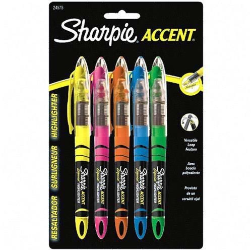NEW 5 Pack Sharpie Accent Assorted Colors Chisel Tip Highlighters 24575
