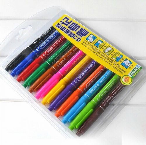 12 colors/Pack Twin head colored Markers colorful medium pen point Fine point