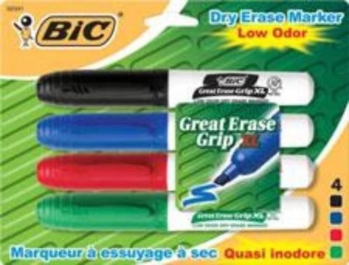 BIC Great Erase Grip XL Dry Erase Marker 4 Pack