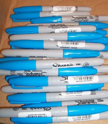 Lot of 24 Sharpie Permanent Markers Fine Point  - Turquoise - Brand New Bulk Buy