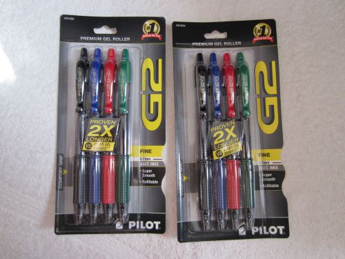 8 pens (4 colors)  Pilot G2 Fine Point Pen 0.7mm Gel Ink (4pk x2)  sealed &amp; new