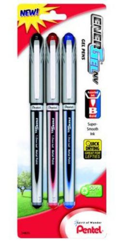 EnerGel NV Liquid Gel Pen 1.0mm Bold Line Capped Metal Tip Assorted Ink ABC 3 Pk