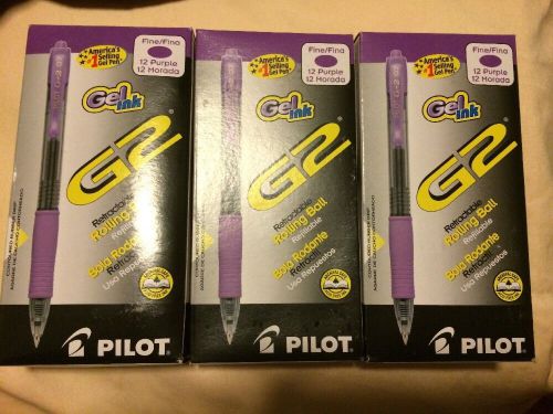 36- Pilot G2 GEL 0.7MM  RETRACTABLE Rollerball Pens Fine Point Purple Ink New!