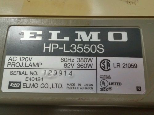 ELMO Model HP-L3550S Overhead Projector